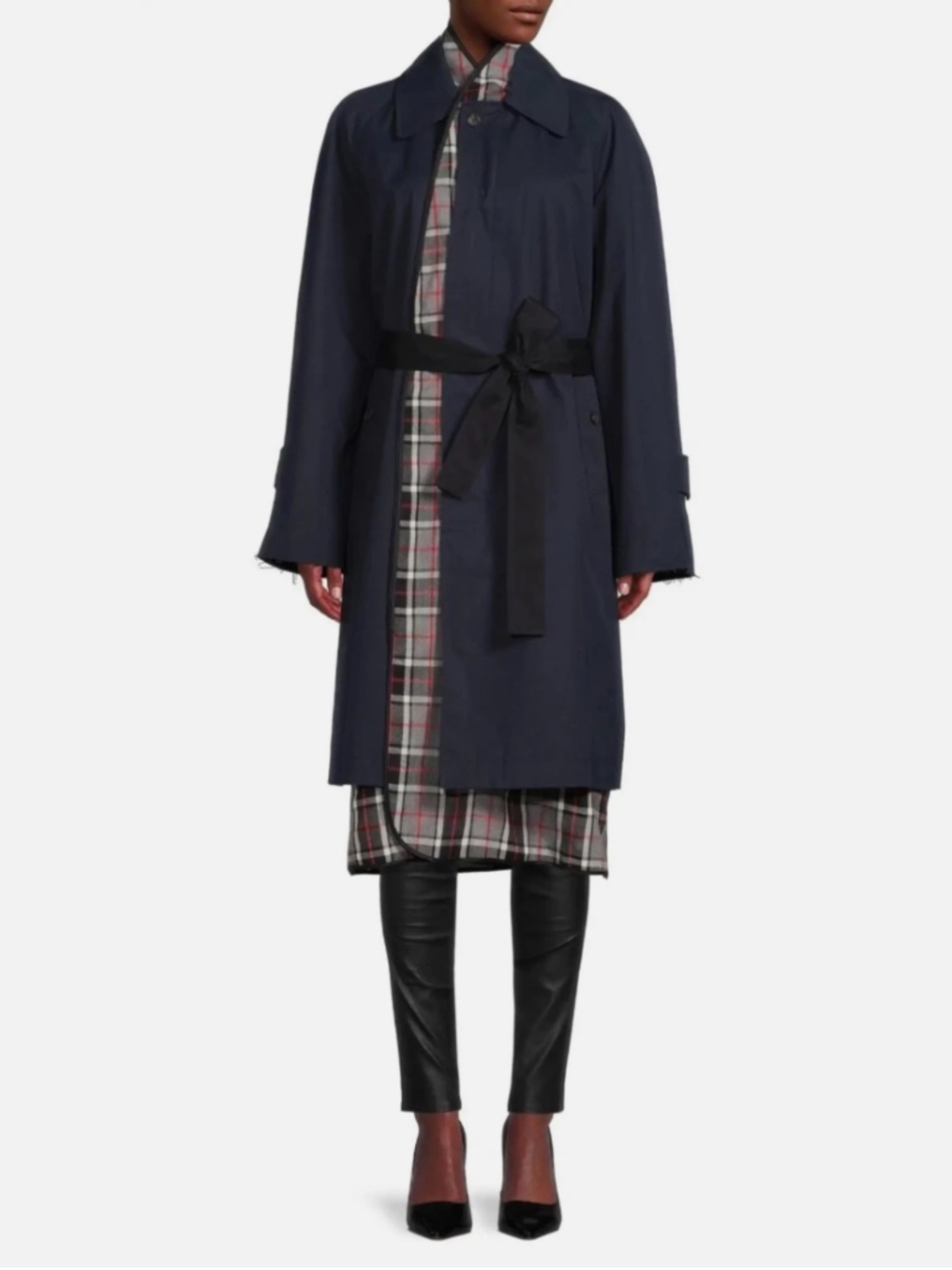 NWT BALENCIAGA by Demna Gvasalia Resort 2019 Navy Tartan Trench Coat 36